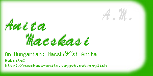 anita macskasi business card